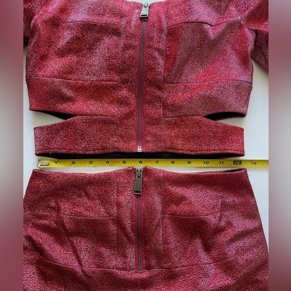 AREA Banded Crop Top Hot Booty Short Set Red Pink - Picture 8 of 8